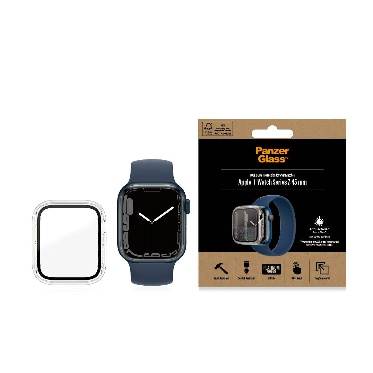 PANZERGLASS Apple Watch Series 7/8 45mm Screen Protector Full Body Case - Clear AB