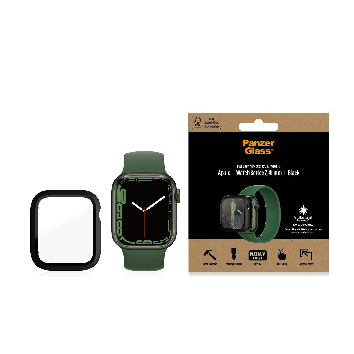 PANZERGLASS Apple Watch Series 7/8 41mm Screen Protector Full Body Case - Black AB