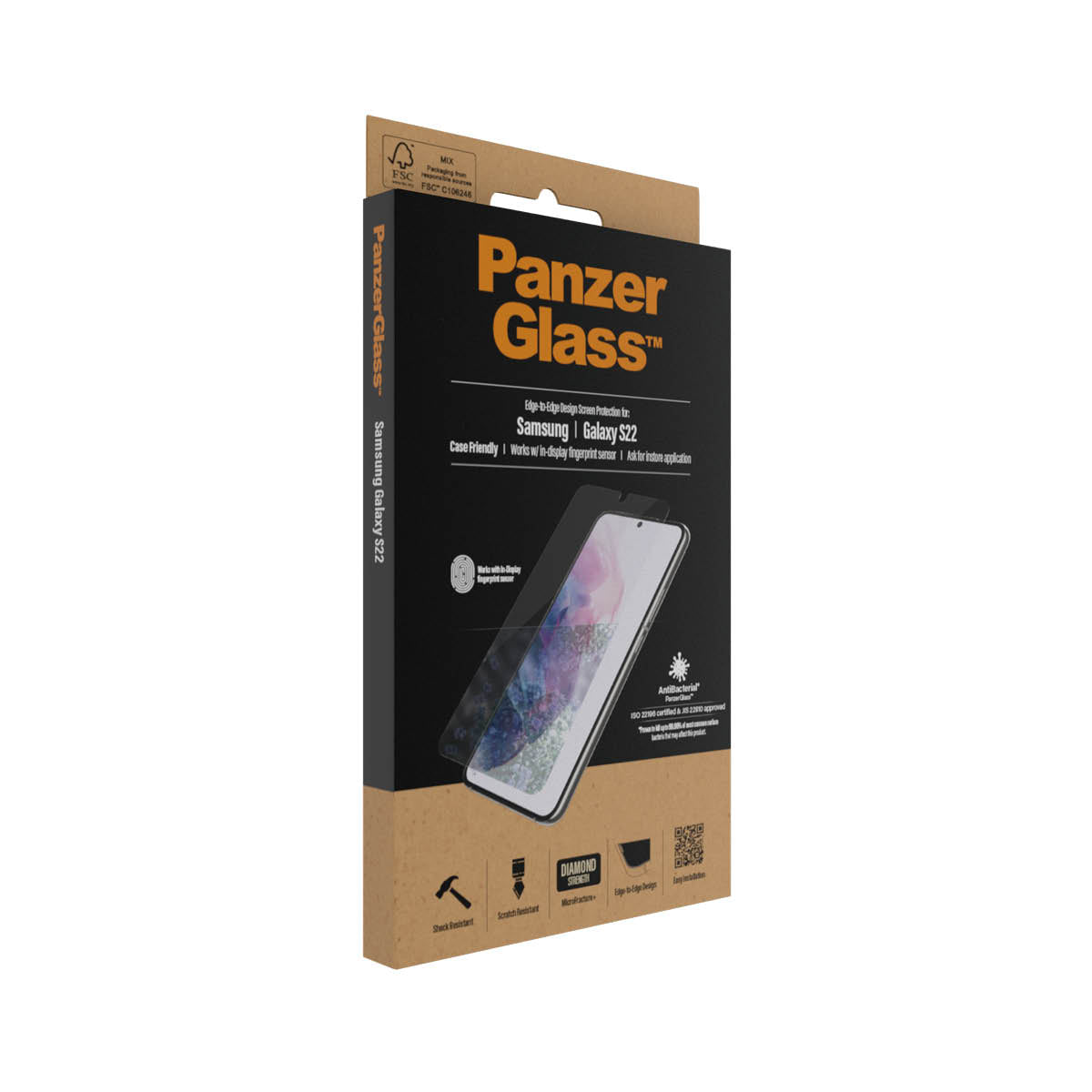 PANZERGLASS Samsung Galaxy S22 Screen Protector - Black Frame