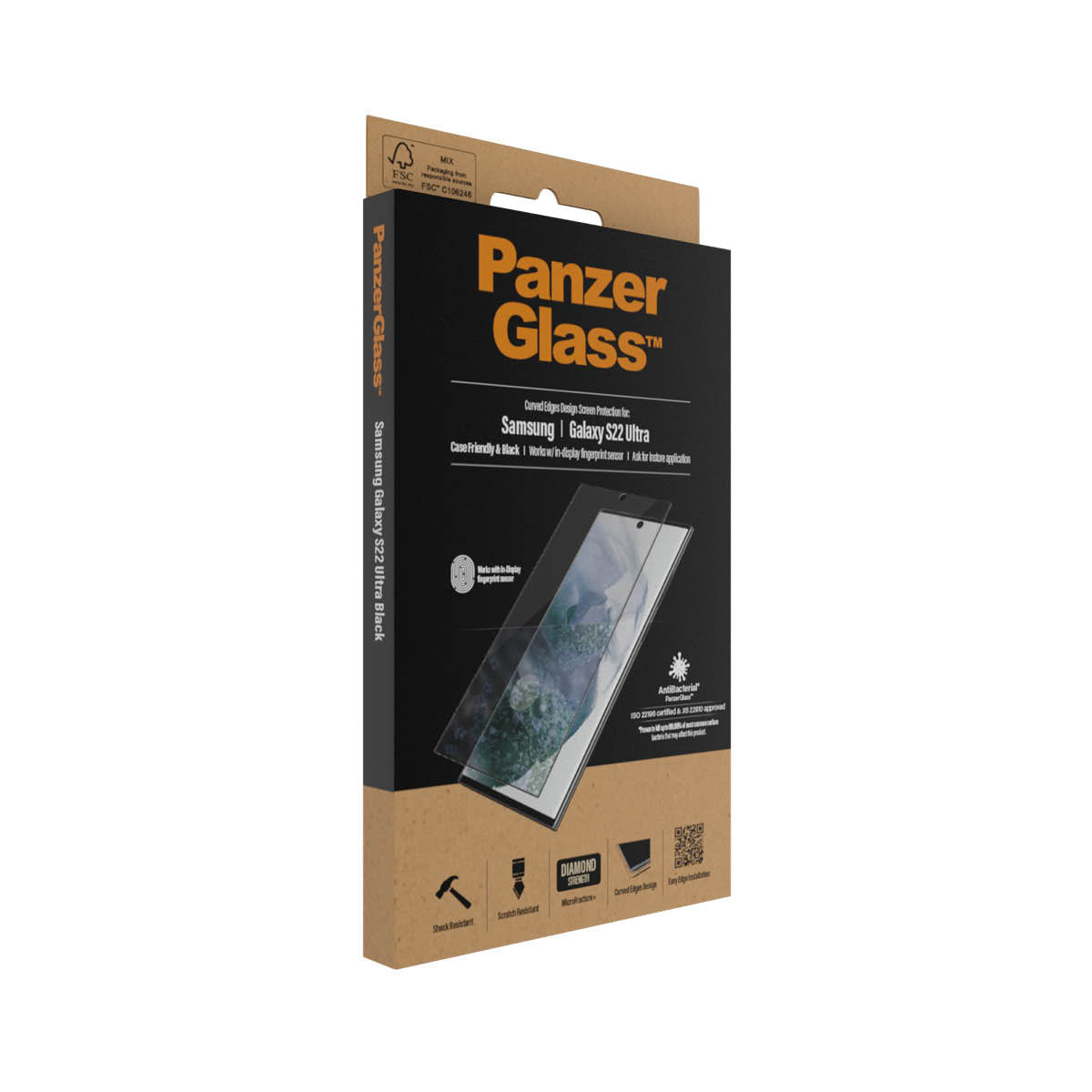 [OPEN BOX] PANZERGLASS Samsung Galaxy S22 Ultra Screen Protector - Black Frame