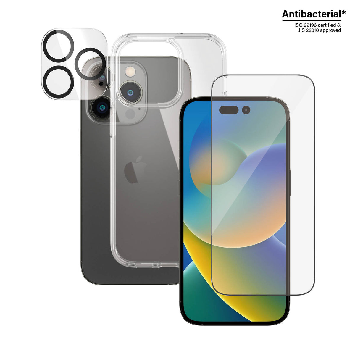 PANZERGLASS iPhone 14 Pro - 3-in-1 Bundle - ClearCase + Screen Protector + Camera Lens Protector - Clear