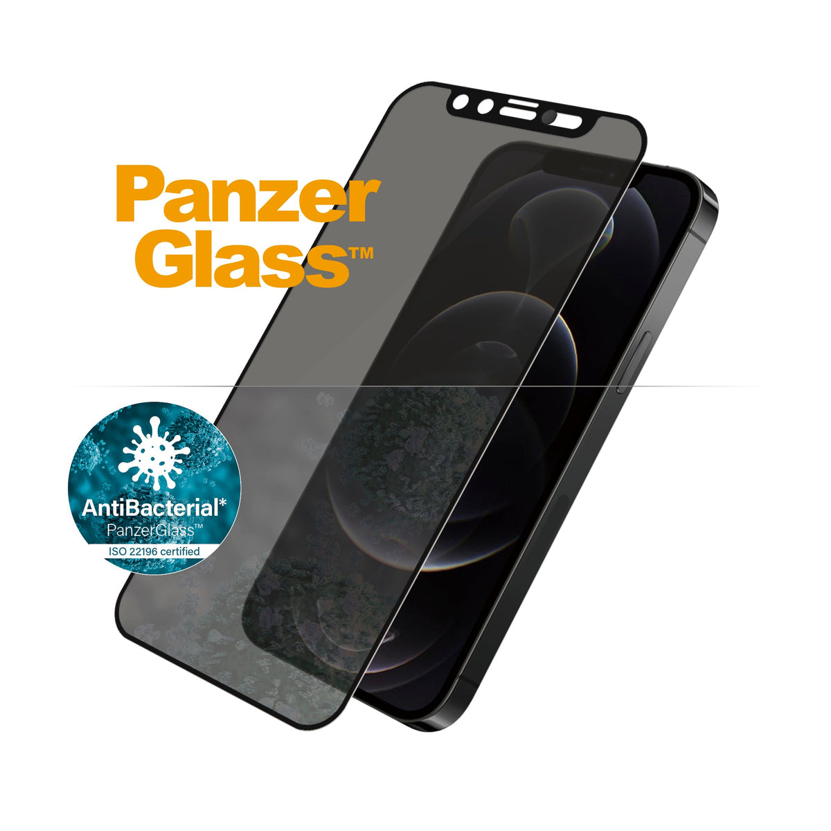 [OPEN BOX] PANZERGLASS iPhone 12/12 Pro - Cam Slider Black Frame w/ Anti-Microbial Screen Protector - Privacy