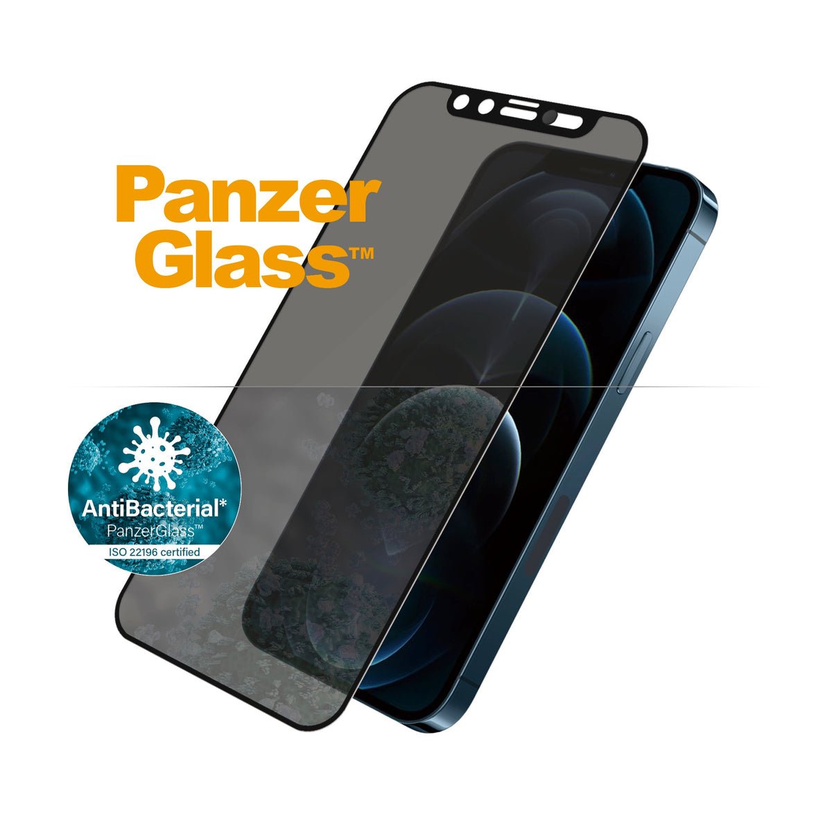 [OPEN BOX] PANZERGLASS iPhone 12 Pro Max - Cam Slider Black Frame w/ Anti-Microbial Screen Protector - Privacy