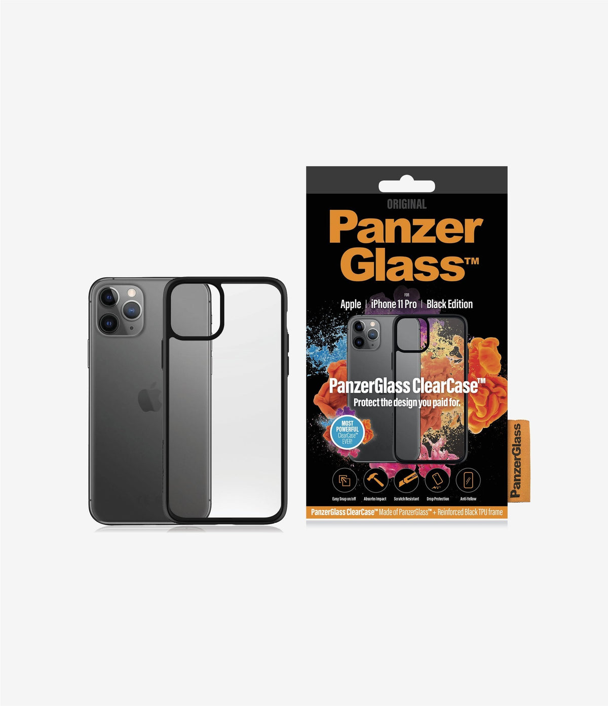 [OPEN BOX] PANZERGLASS CamSlider Screen Protector for iPhone X/XS/11 Pro with  Clear Case Black for iPhone 11 Pro