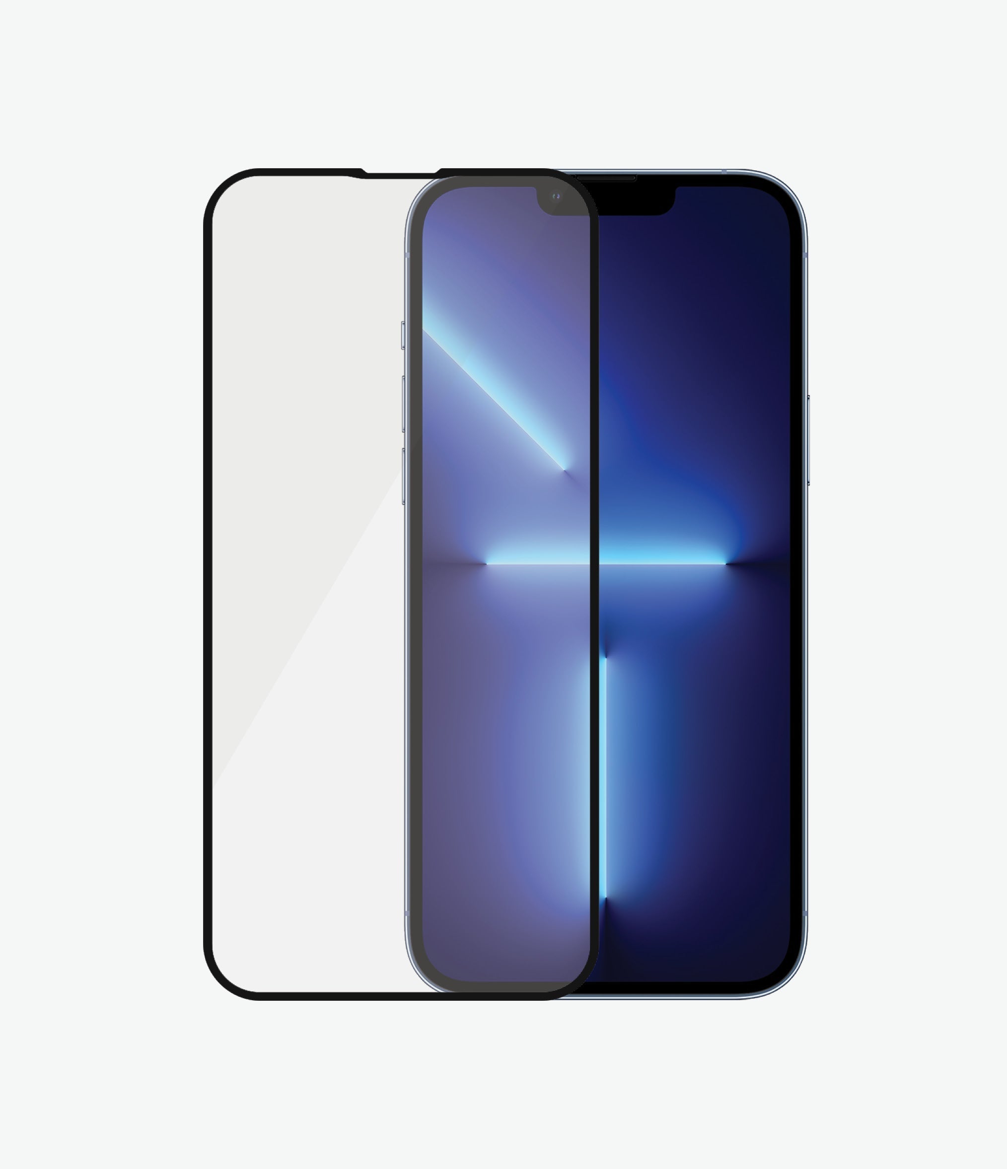 [علبة مفتوحة] بانزر جلاس لهاتف آيفون 13 برو ماكس - إطار أسود كامل الحواف مع واقي شاشة مضاد للميكروبات - شفاف