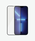 [علبة مفتوحة] بانزر جلاس لهاتف آيفون 13 برو ماكس - إطار أسود كامل الحواف مع واقي شاشة مضاد للميكروبات - شفاف