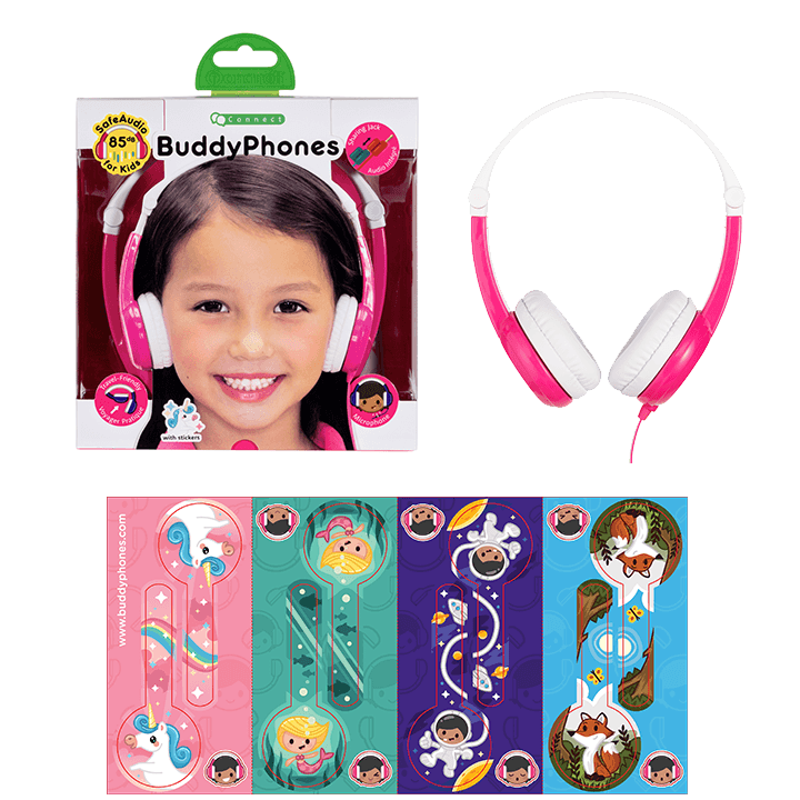 [OPEN BOX] BUDDYPHONES Connect On-Ear Wired Headphones - Pink