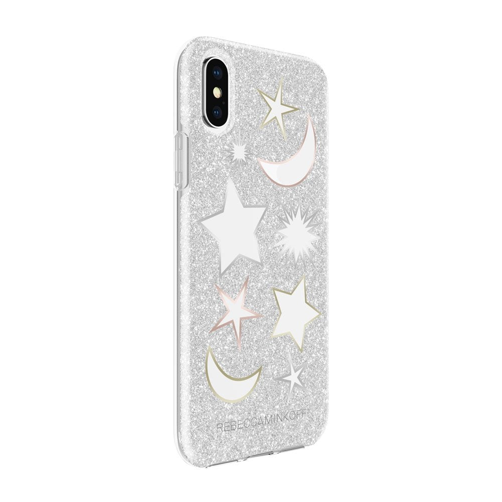 REBECCA MINKOFF Gitter Galaxy Silver Glitter Clear Case for iPhone XS/X
