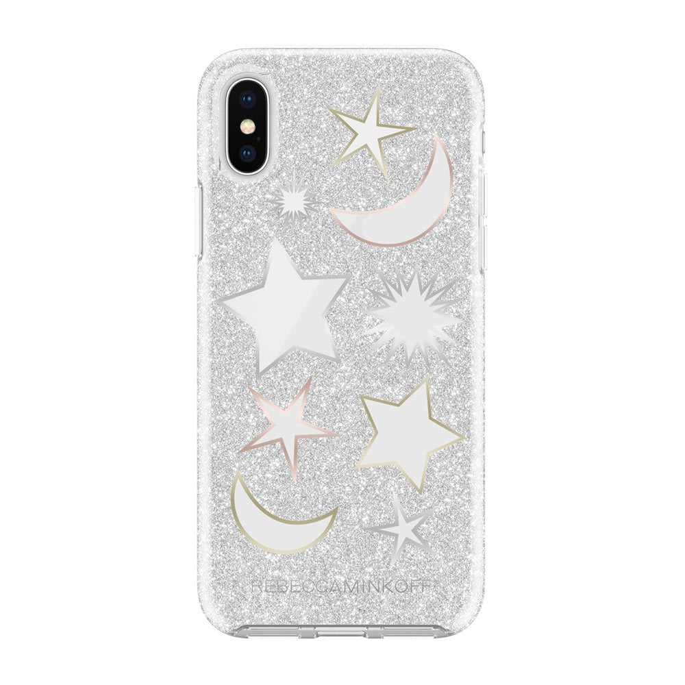 REBECCA MINKOFF Gitter Galaxy Silver Glitter Clear Case for iPhone XS/X