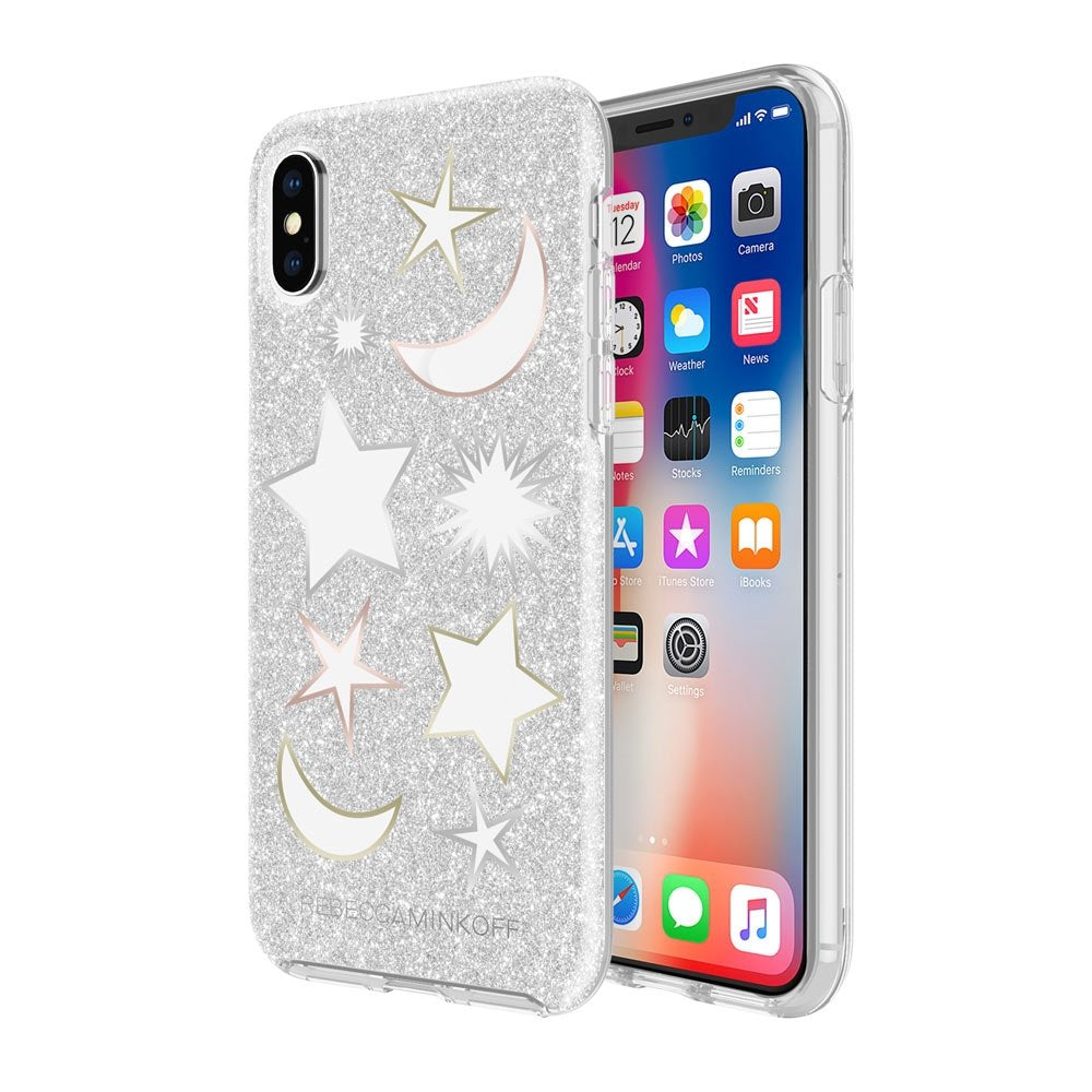 [OPEN BOX] REBECCA MINKOFF Gitter Galaxy Silver Glitter Clear Case for iPhone XS/X