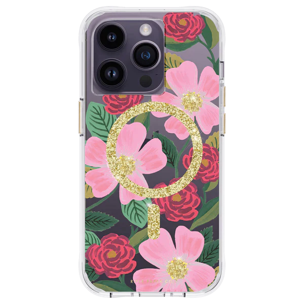 [OPEN BOX] RIFLE PAPER CO. iPhone 14 Pro Case - Rose Garden with MagSafe - Clear