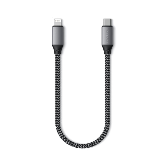 كابل قصير من SATECHI من USB-C إلى Lightning بطول 25 سم - رمادي