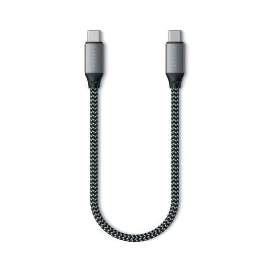 كابل قصير من SATECHI من نوع USB-C إلى USB-C بطول 25 سم - رمادي