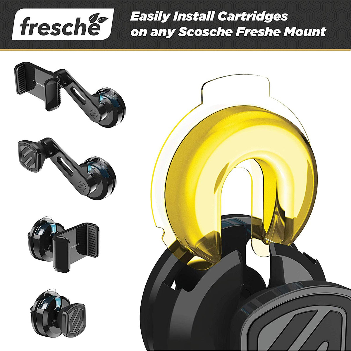 SCOSCHE Air Freshener Refill Cartridges for Fresche Mounts - 2 Packs - Lemon