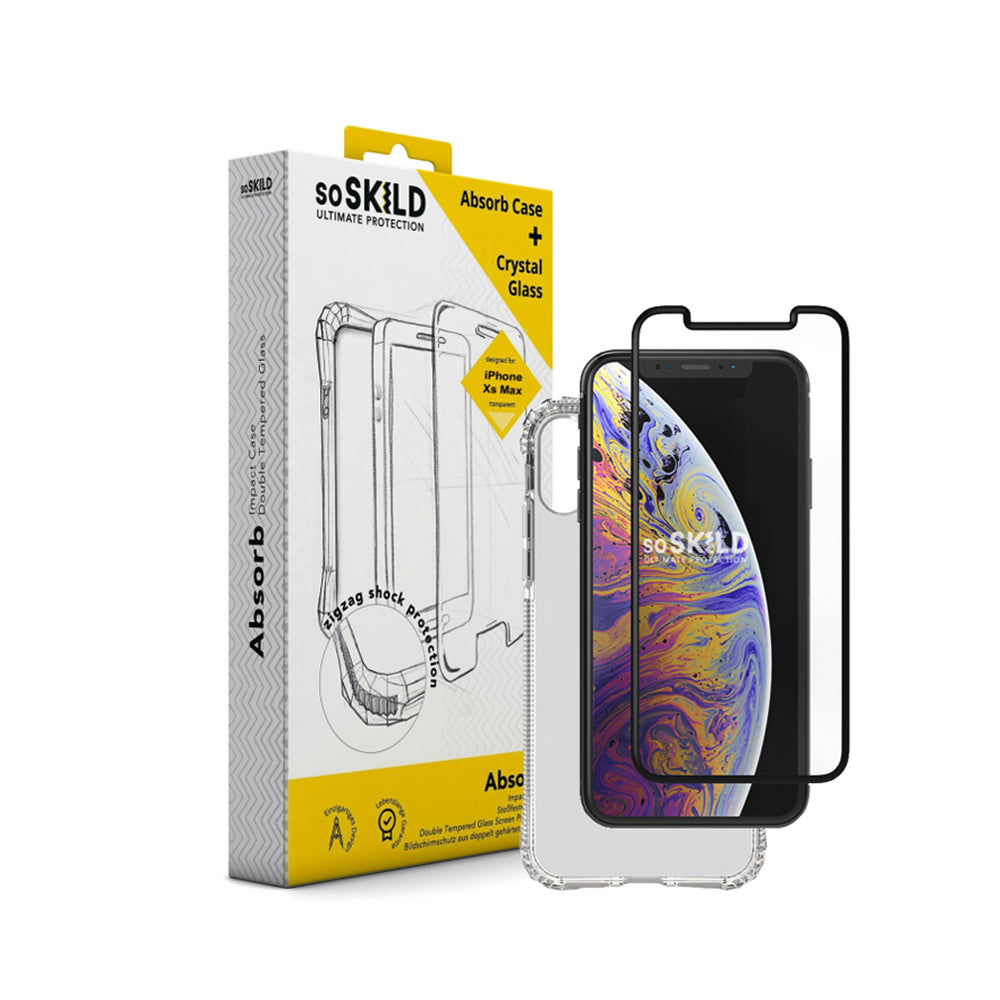SO SKILD iPhone XS Max Absorb Impact Case - Transparent &amp; Tempered Glass Sp
