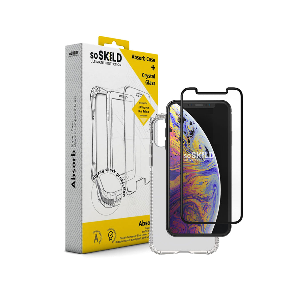 [OPEN BOX] SO SKILD iPhone XS Max Absorb Impact Case - Transparent  and  Tempered Glass Sp