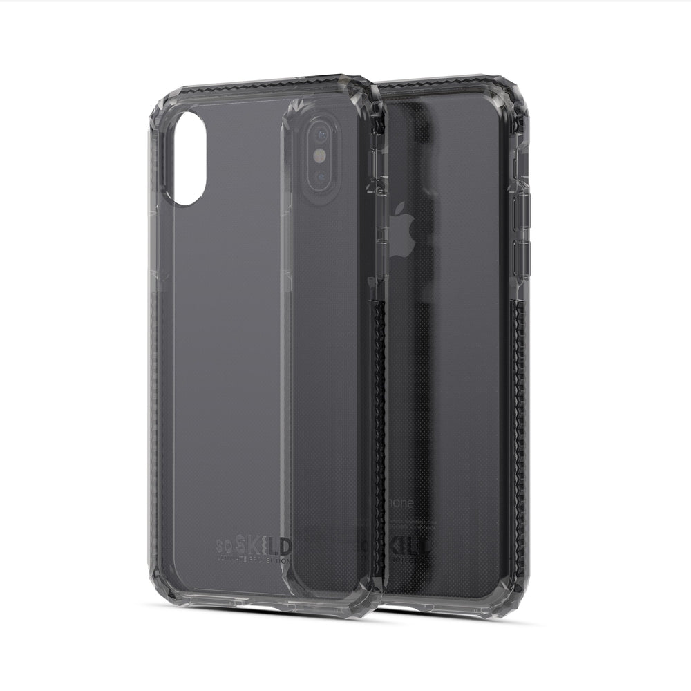 SO SKILD iPhone XS Max Defend Heavy Impact Case and Smokey Grey Tempered Glass Screen Protector