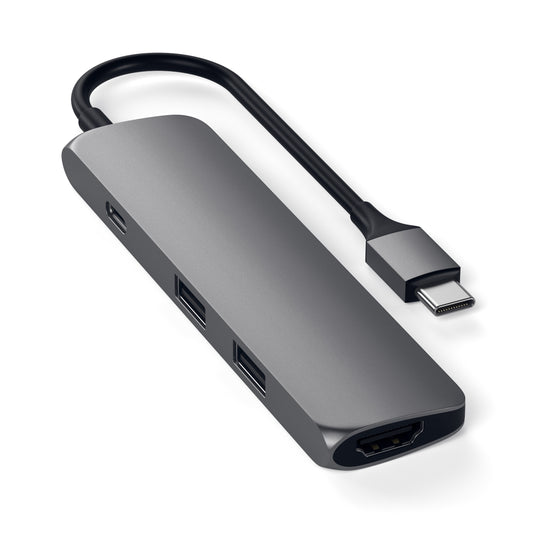 SATECHI Slim Type-C MultiPort Adapter (1xHDMI, 1xUSBC, 2xUSBA) - Space Gray