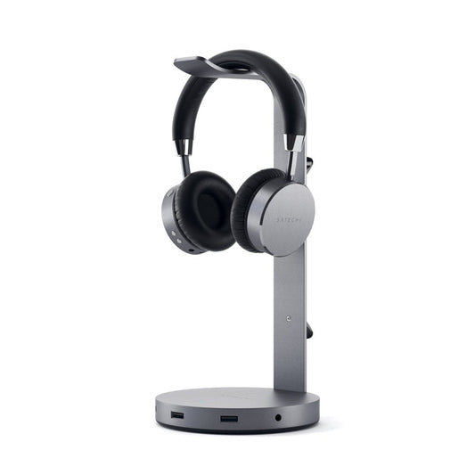 [OPEN BOX] SATECHI Aluminum Headphone Stand Hub 3x USB-A Ports and 3.5mm AUX Port - Space Grey
