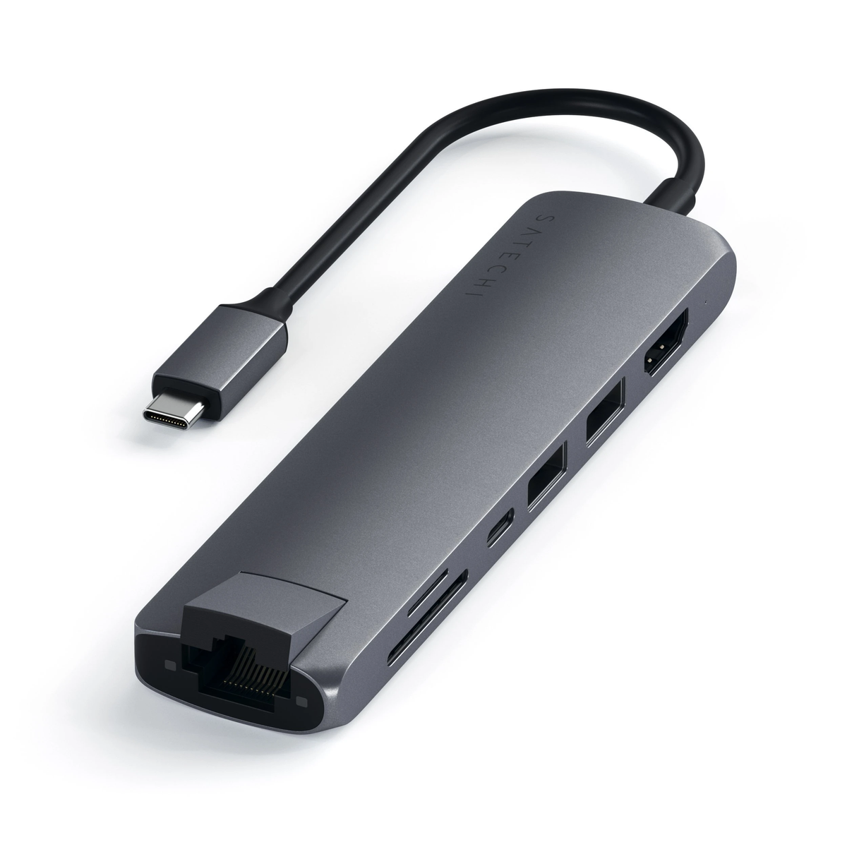 SATECHI Type-C Slim Multiport with Ethernet Adapter - Space Gray