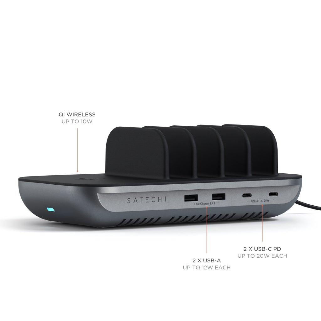 [OPEN BOX] SATECHI 5-Docks Multi-Charging Station - Black