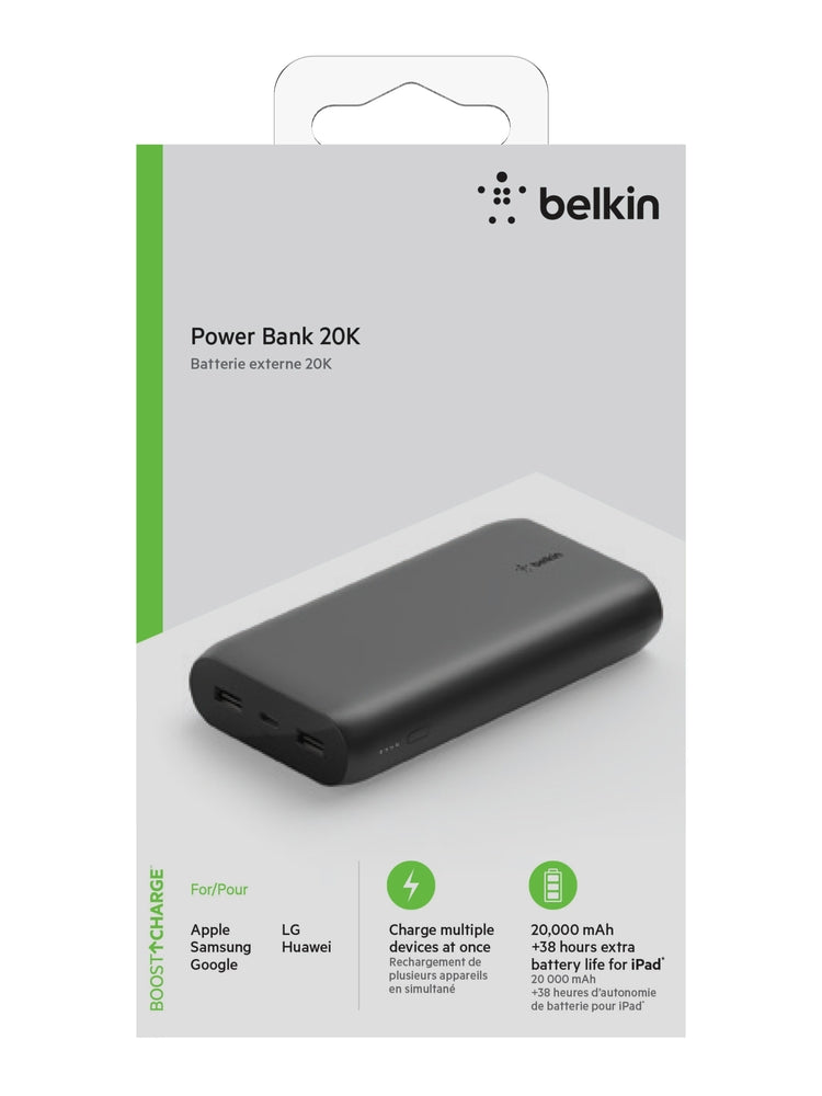 BELKIN BoostCharge USB-C Powerbank 20K - 15W Tablet and Smartphone Charger with Cable - Black