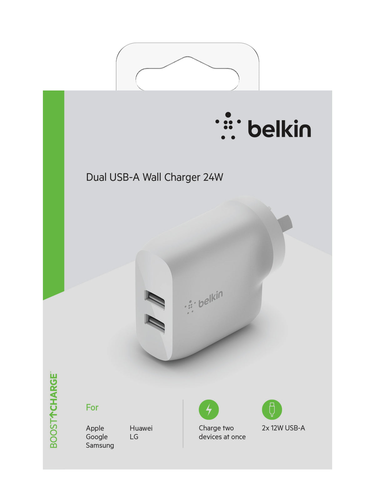 BELKIN Wall Charger Dual USB-A - 12W X2 - White