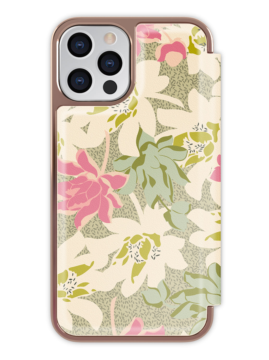 TED BAKER iPhone 13 Pro - Folio Case - Flowers Cream Rose Gold