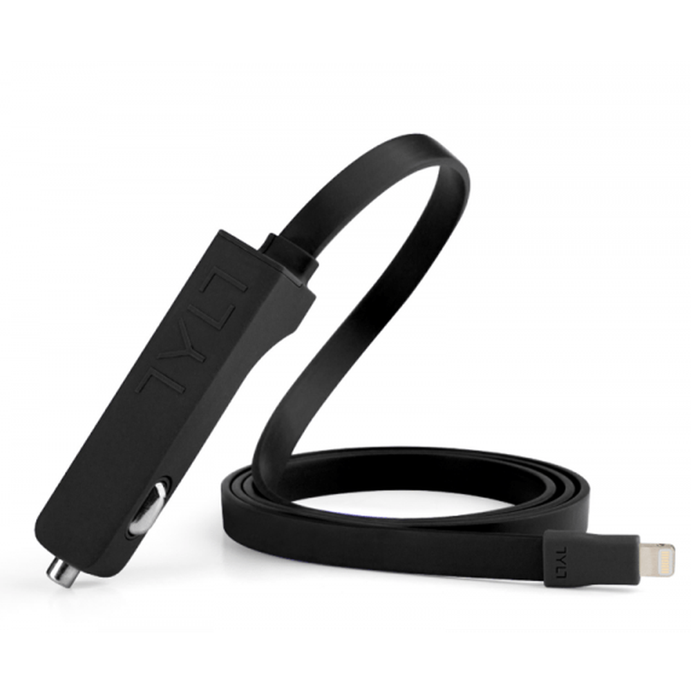 [علبة مفتوحة] شاحن سيارة TYLT Ribbn بقوة 4.8 أمبير مع كابل مسطح - أسود 