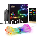 مجموعة TWINKLY DOTS للمبتدئين، 10 أمتار - 200 مصباح LED، سلسلة إضاءة LED RGB يتم التحكم بها عبر تطبيق، الجيل الثاني - شفافة