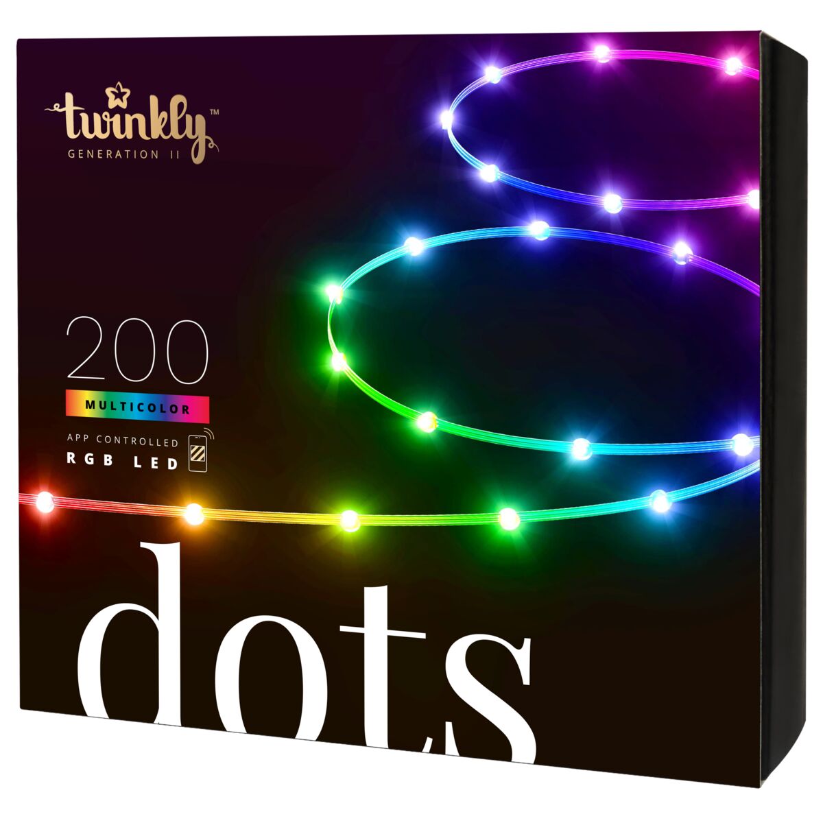 TWINKLY DOTS Starter Kit 10M - 200 LEDs RGB App-Controlled LED Light String Gen II - Transparent