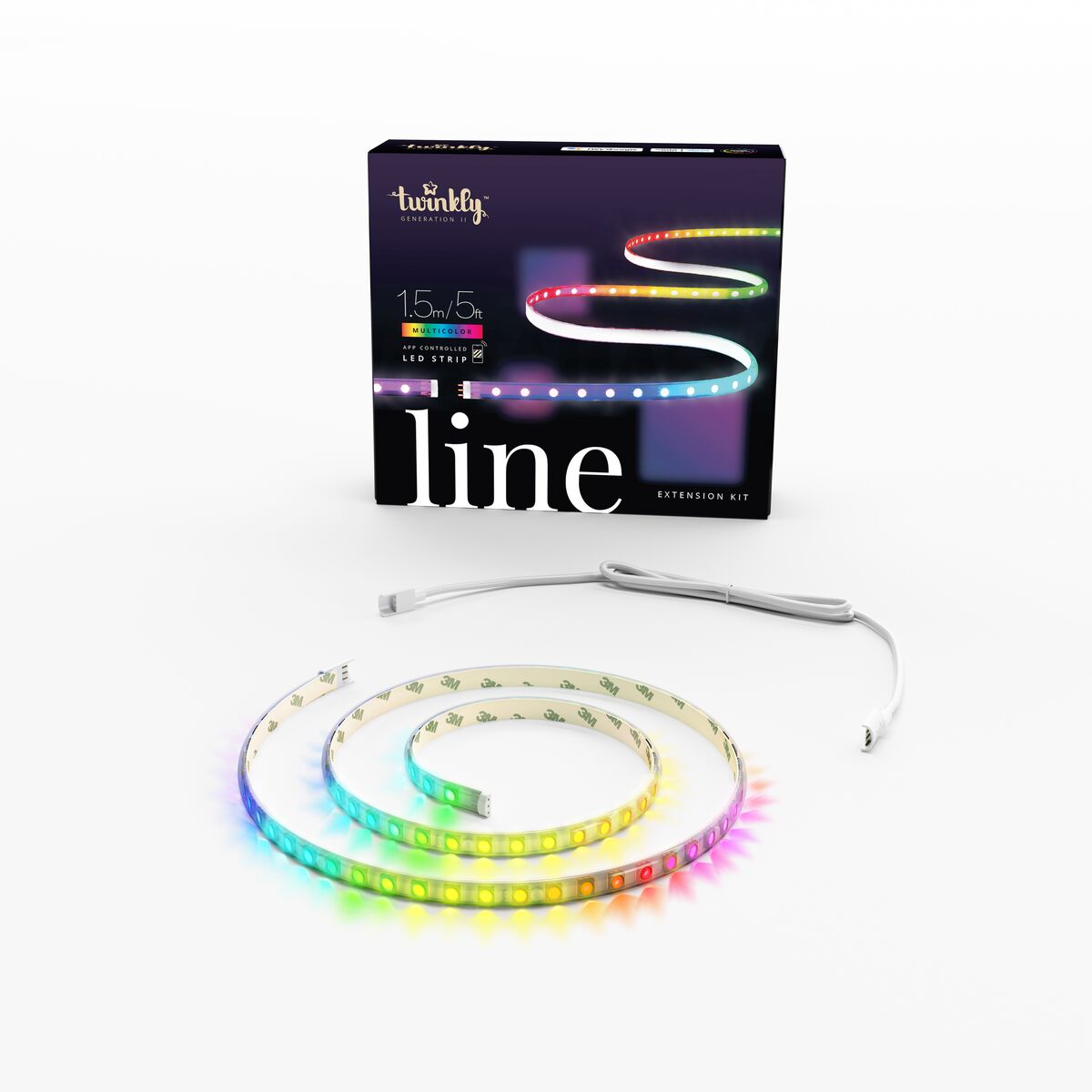 TWINKLY LINE Expansion Kit - 1.5M 90 LEDs RGB App-Controlled Adhesive + Magnetic LED Light Strip Gen II - White
