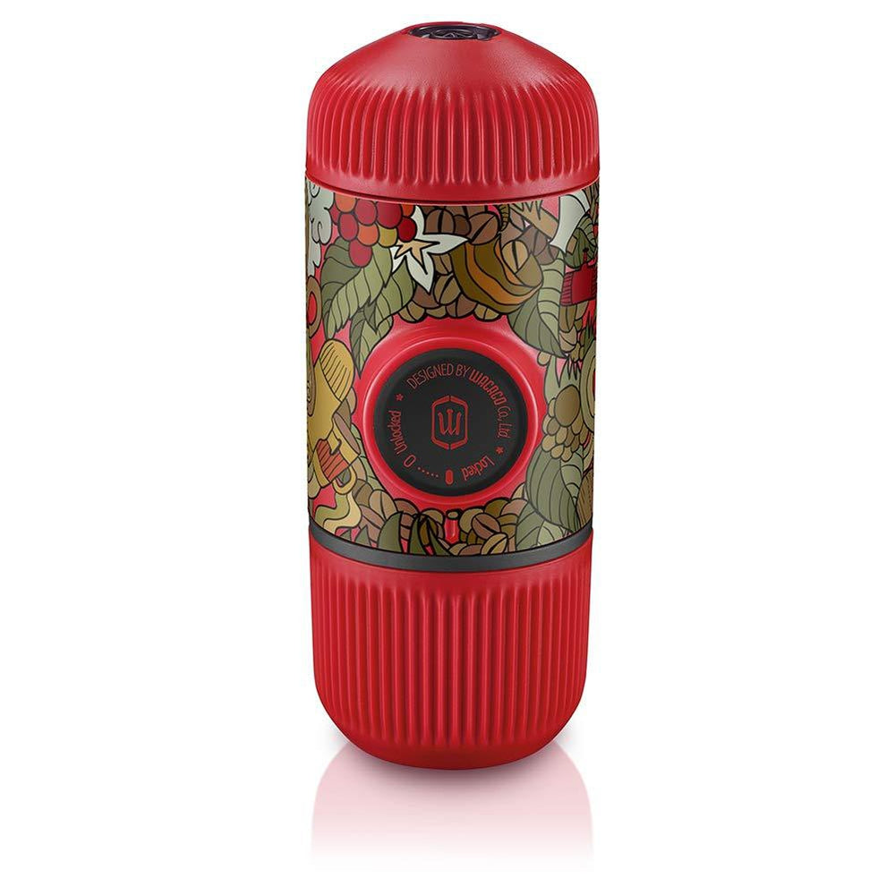 WACACO Nanopresso Hand Powered Espresso Machine for Ground Coffee (Manually Powered) - Jungle Version - Red