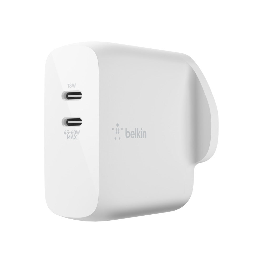 [OPEN BOX] BELKIN BoostCharge Dual USB-C PD GAN Wall Charger - 68W PD Dual Port - White