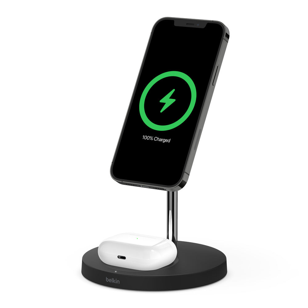 BELKIN BoostCharge Pro MagSafe 2-in-1 with 15W Wireless Charger Stand - UK - Black