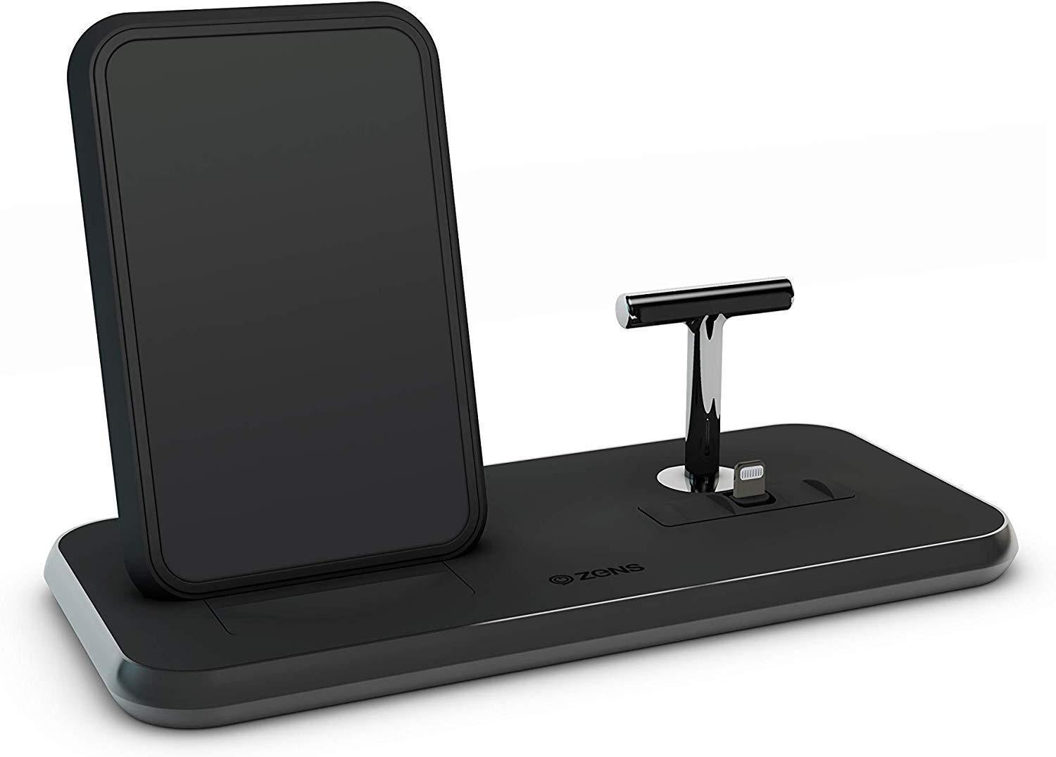 ZENS Aluminium Dual Wireless Charger + Dock 10W - Black