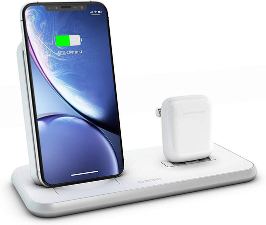[OPEN BOX] ZENS Aluminium Dual Wireless Charger + Dock 10W - White