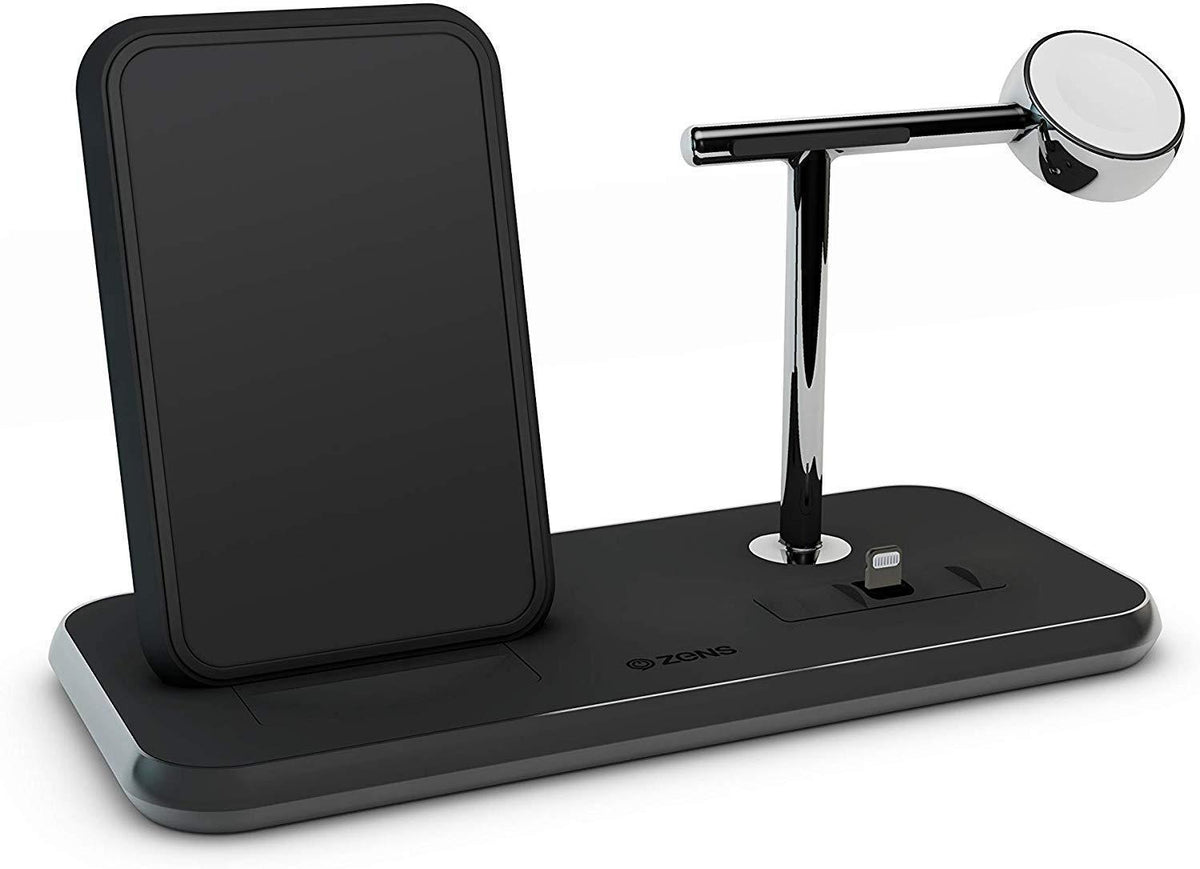 ZENS Stand+Dock+Watch Aluminium Wireless Charger 10W - Black