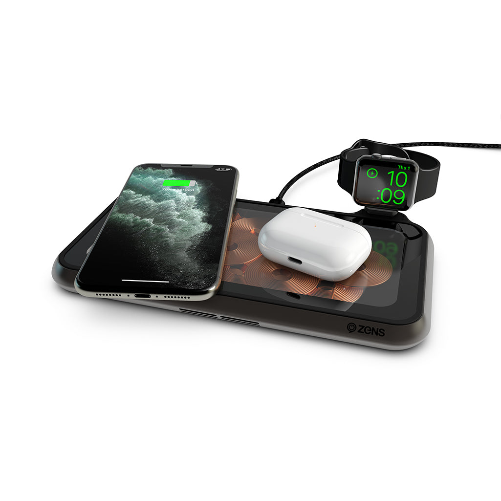 [علبة مفتوحة] شاحن لاسلكي ZENS 16 Coil Liberty - زجاج - أسود