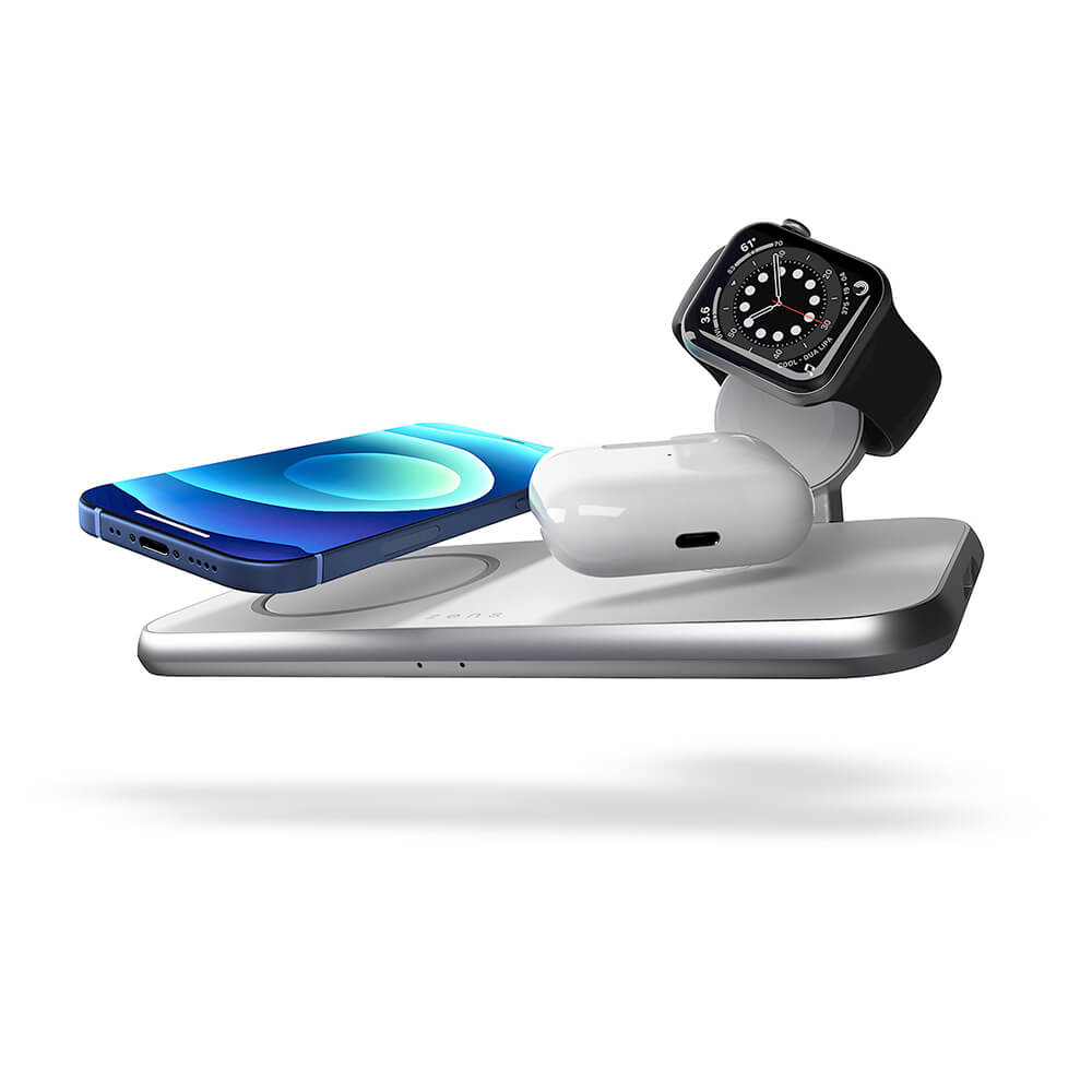 [OPEN BOX] ZENS Aluminium 3-in-1 Wireless Charger with 45W USB PD Designed for Magsafe - White