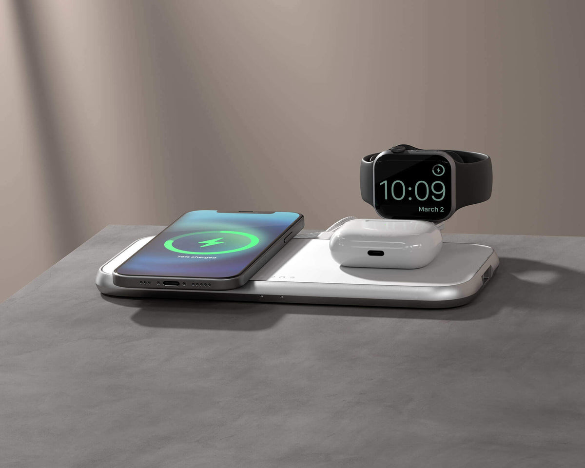 [OPEN BOX] ZENS Aluminium 3-in-1 Wireless Charger with 45W USB PD Designed for Magsafe - White