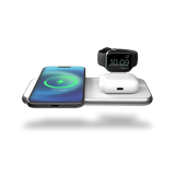 [علبة مفتوحة] شاحن ZENS اللاسلكي المصنوع من الألومنيوم 4 في 1 مع منفذ USB بقوة 45 واط بتقنية الشحن السريع PD، مصمم لتقنية Magsafe - أبيض