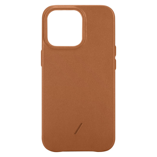 Native Union Clic Classic Magnetic Case for Apple iPhone 13 Pro Max - Supports Apple MagSafe Charge and Mount, Made of Genuine Leather, Slim and Lighweight - Tan