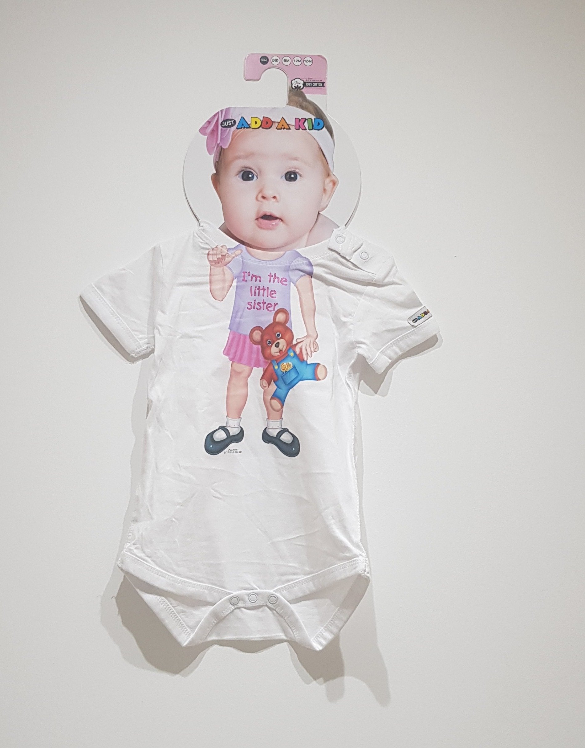 JUST ADD A KID Romper One-Piece Little Sister - up to 12 Months